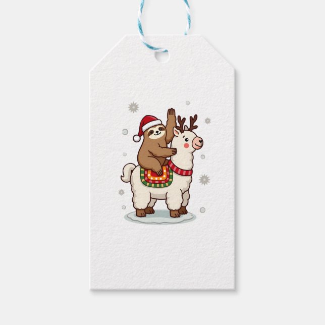 Alpaca Sloth Christmas Geschenkanhänger (Vorderseite)