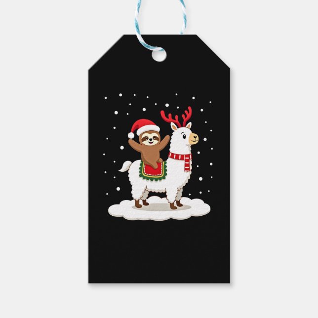 Alpaca Sloth Christmas Geschenkanhänger (Vorderseite)