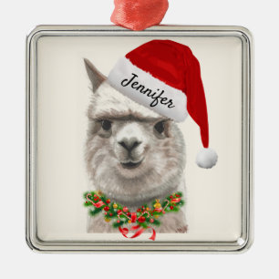 Alpaca Smile ADD NAME Llama Weihnachtsbaum Ornament Aus Metall