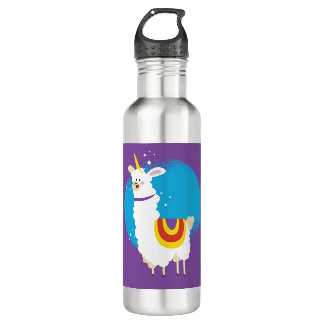 Alpaca Unicorn Edelstahlflasche (Vorderseite)