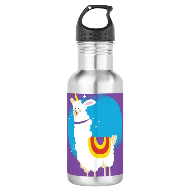Alpaca Unicorn Edelstahlflasche (Vorderseite)