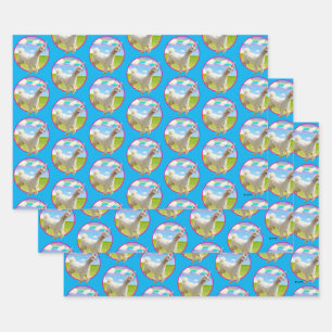 Alpaca Unicorn unter Rainbow Sky Geschenkpapier Set