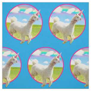 Alpaca Unicorn unter Rainbow Sky Stoff