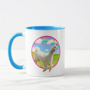 Alpaca Unicorn unter Rainbow Sky Tasse