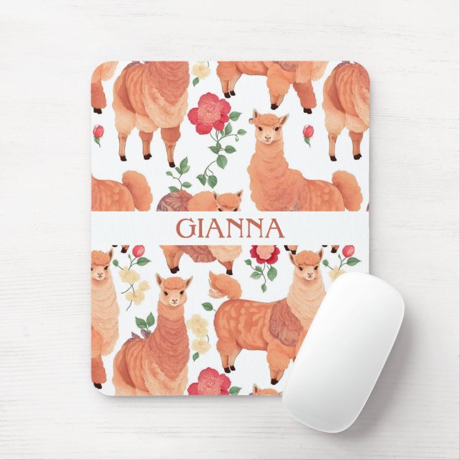 Alpaca Wasserfarbe Personalisiertes Muster Mousepad (Mit Mouse)