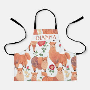 Alpaca Wasserfarbe Personalisiertes Muster Schürze