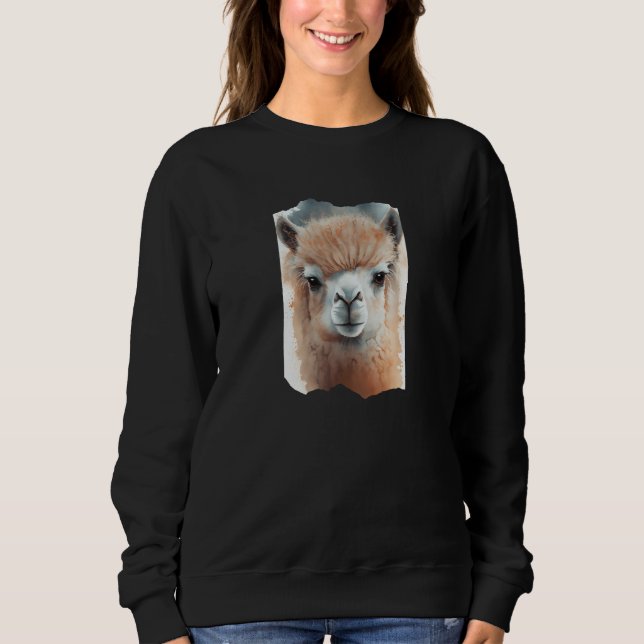 Alpaca Watercolor Illustration Sweatshirt (Vorderseite)