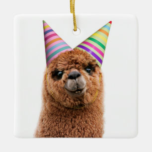 Alpaca Webereihats Party Keramikornament