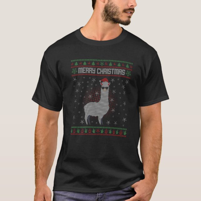 Alpaca Weihnachten Funny Ugly Sweater Christa T-Shirt (Vorderseite)