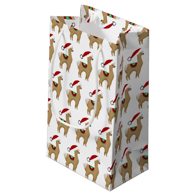 Alpaca Weihnachtsgeschenk Wrapping Geschenktasche Kleine Geschenktüte (Rückseite Schrägansicht)