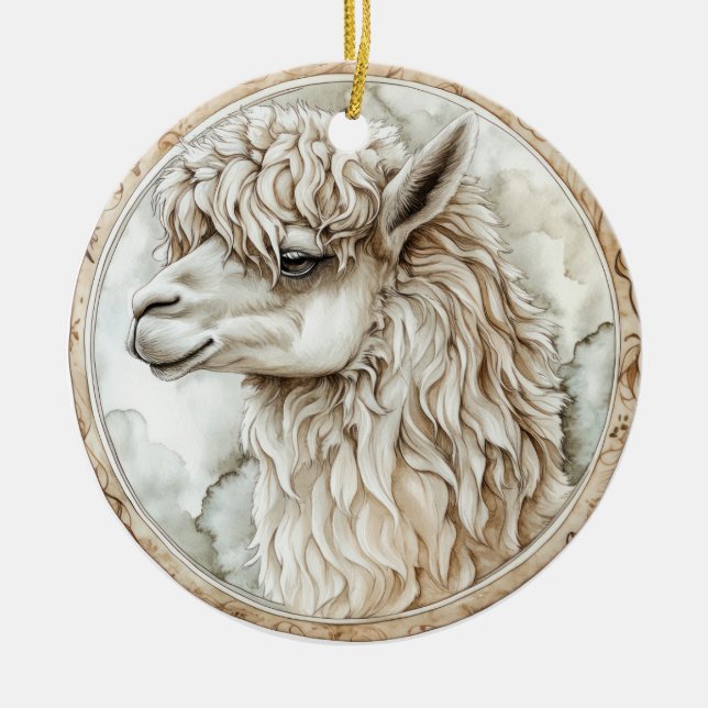 Alpaca Wild Tame und Zeitlose Sammlung Keramik Ornament (Vorne)