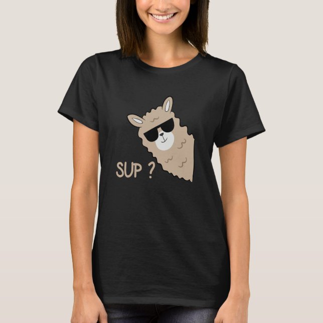 Alpaca with glasses  saying llama T-Shirt (Vorderseite)