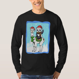 Alpaca Women Panda Kinder Frohe Weihnachtslama T-Shirt
