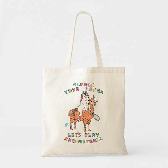 Alpaca-Your-Bags-Let's-Play-Racquetball-Unicorn-Ri Tragetasche (Vorne)