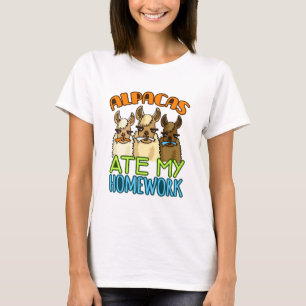 Alpacas Ate My Hausaufgaben Funny Alpaca T-Shirt