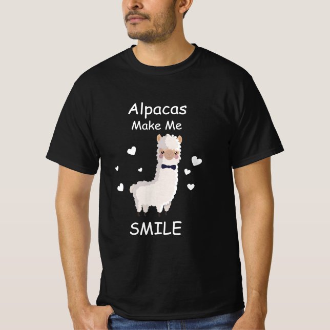 Alpacas Lächeln Sie mich, Llama Liebhaber Geschenk T-Shirt (Vorderseite)