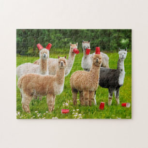 Alpacas mit Roten Cups Puzzle