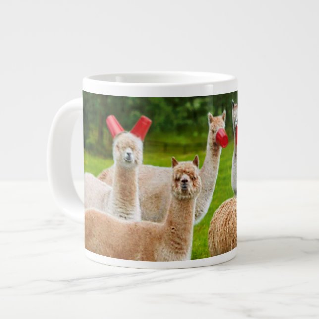 Alpacas mit roten Rassen Jumbo-Tasse (Vorderseite Links)