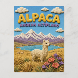 Alpaka Anden Altiplano Moderne KlayKoo Postkarte