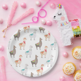 Alpaka-Baby-Party Wasserfarbe-Lama-Kinderparty Pappteller