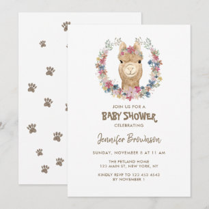 Alpaka-Blumenkranz-Hund-Baby-Party Einladung