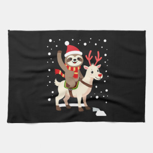 Alpaka-Faultier-Weihnachten (1) Geschirrtuch