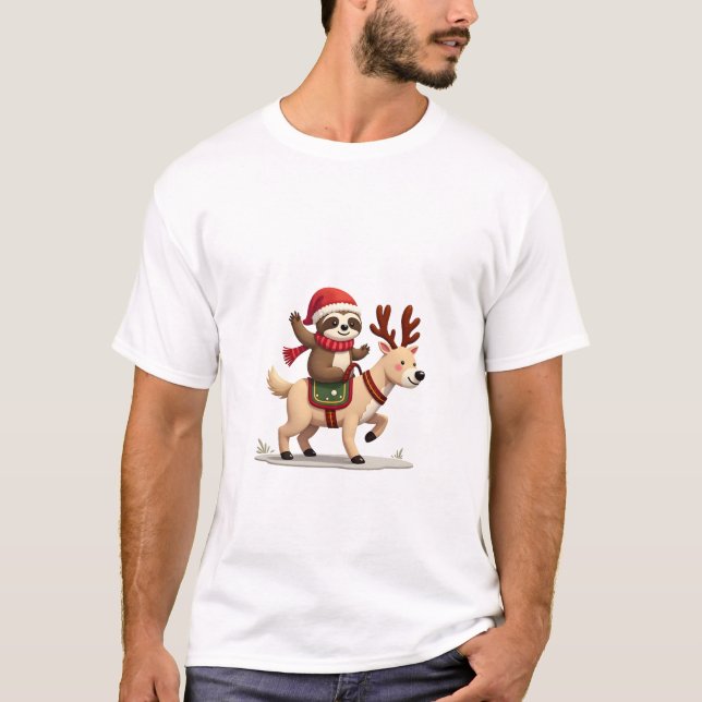 Alpaka-Faultier-Weihnachten (3) T-Shirt (Vorderseite)