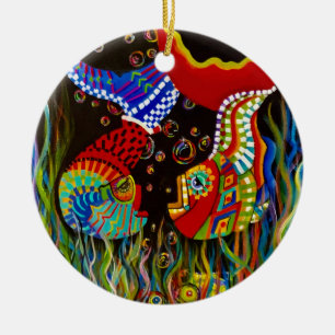 Alpaka-Fisch Keramik Ornament