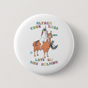 Alpaka-Ihr-Tasche-Let's-Spiel-Disc-Golf-Einhorn Button