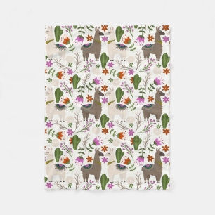 Alpaka-Kaktus-Blumenmuster Tierliebhaber Fleecedecke