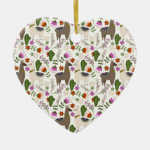 Alpaka-Kaktus-Blumenmuster Tierliebhaber Keramik Ornament