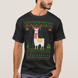 Alpaka Lama Weihnachtsmann Hut passend hässliches  T-Shirt
