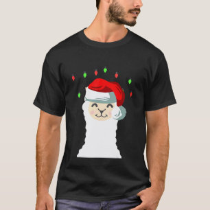 Alpaka Lama Weihnachtsmann Santa Hut T-Shirt