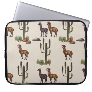 Alpaka Llama, Wasserfarbmuster. Laptopschutzhülle