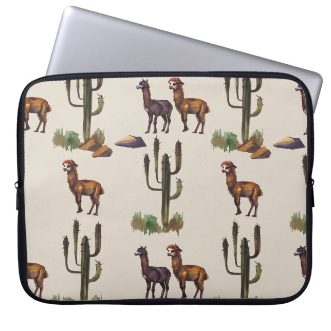 Alpaka Llama, Wasserfarbmuster. Laptopschutzhülle (Vorderseite)
