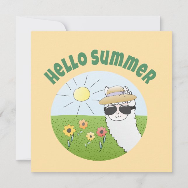 Alpaka-Party Hello Summer Alpaca partytime Einladung (Vorderseite)