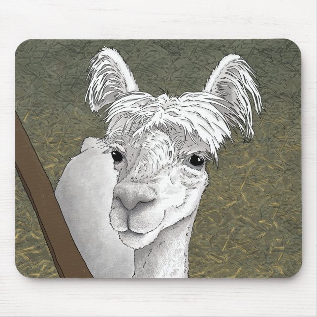 Alpaka-Porträt 2 Mousepad (Vorne)