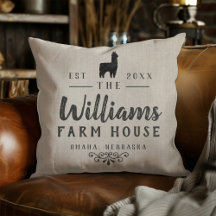 Alpaka Rustic Familienname Farm Wurfkissen