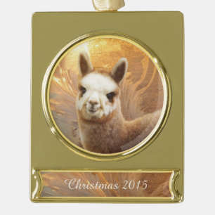 Alpaka-Weihnachtsgold überzogene Fahnen-Verzierun Banner-Ornament Gold