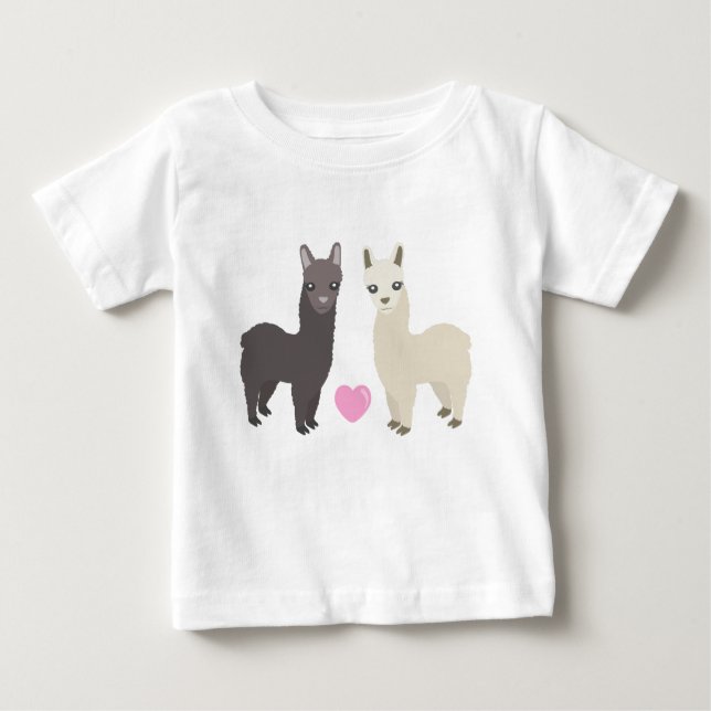 Alpakas und Herz Baby T-shirt (Vorderseite)
