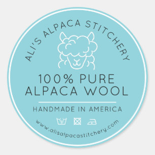 Alpakawoll-Produkt aquaweiß Strickbusiness Runder Aufkleber
