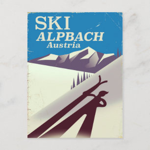 Alpbach Österreichisches Skireiseplakat Postkarte