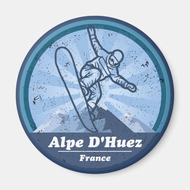 Alpe d’Huez Skistation - Snowboard Magnet (Vorne)