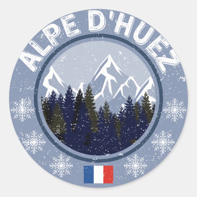 Alpe d’Huez Skistation Sticker (Vorderseite)