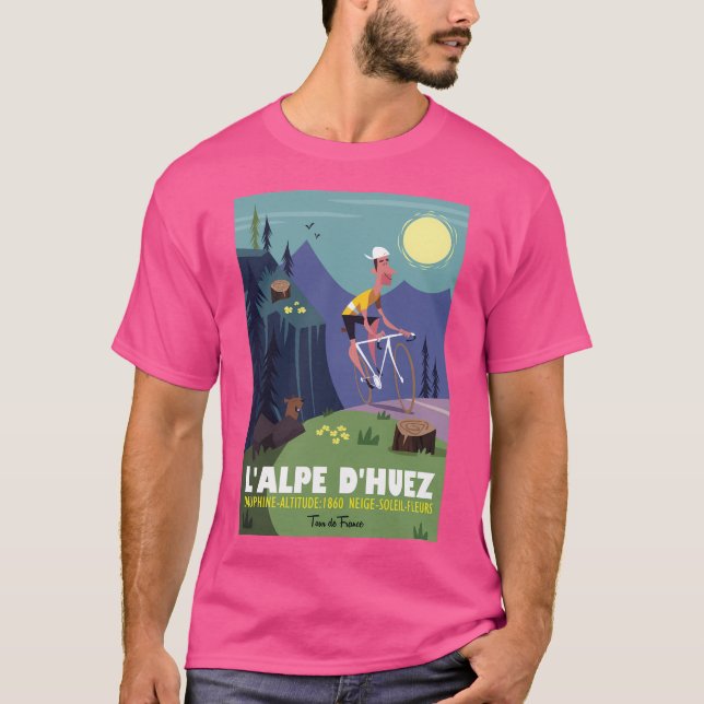 Alpe D'Huez Cycling Poster T-Shirt (Vorderseite)