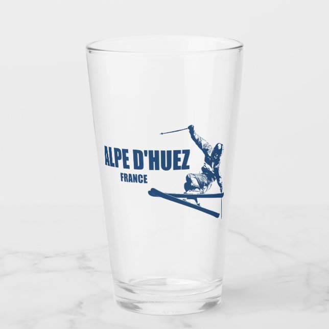 Alpe d'Huez France Skier Glas (Vorderseite)