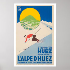 Alpe d'Huez France Vintage Ski Poster