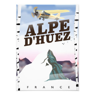 Alpe d'Huez, Frankreich Ski Reiseplakat Fotodruck