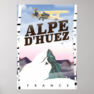 Alpe d'Huez, Frankreich Ski-Reiseplakat Poster