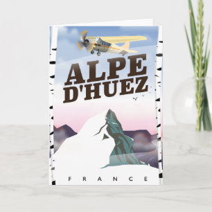 Alpe d'Huez, Frankreich Skireiseplakat Feiertagskarte